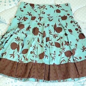 Blue and Brown Floral Merona Skirt
